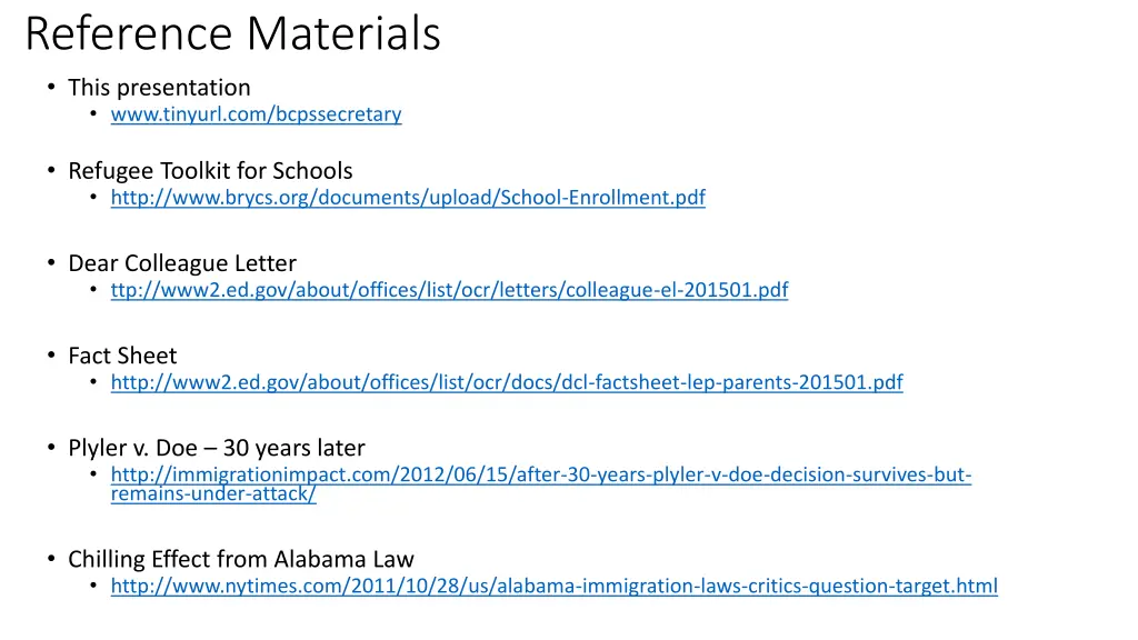 reference materials this presentation www tinyurl