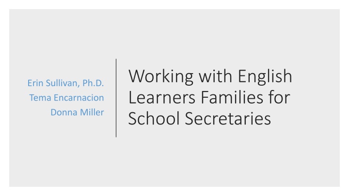 working with english learners families for school