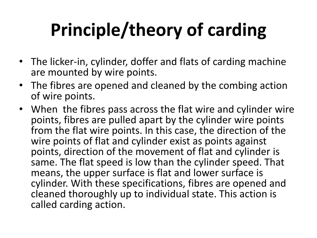 principle theory of carding