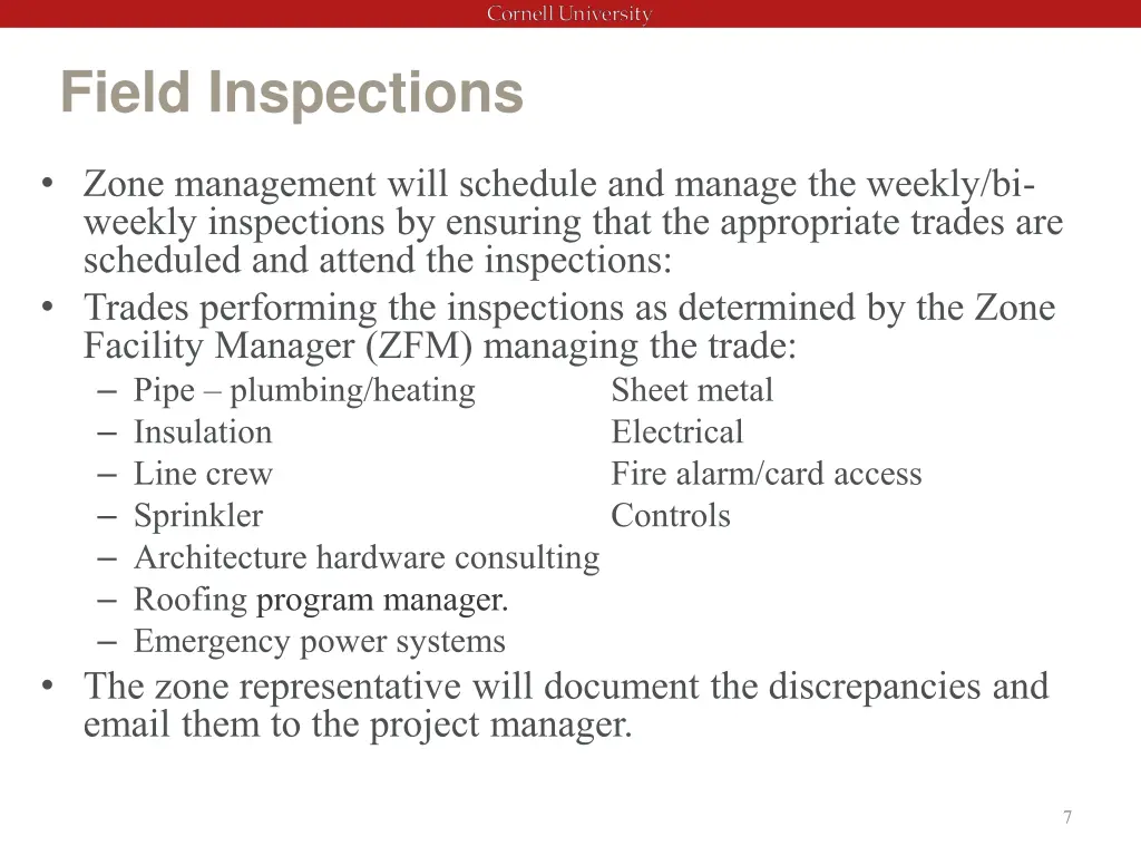 field inspections