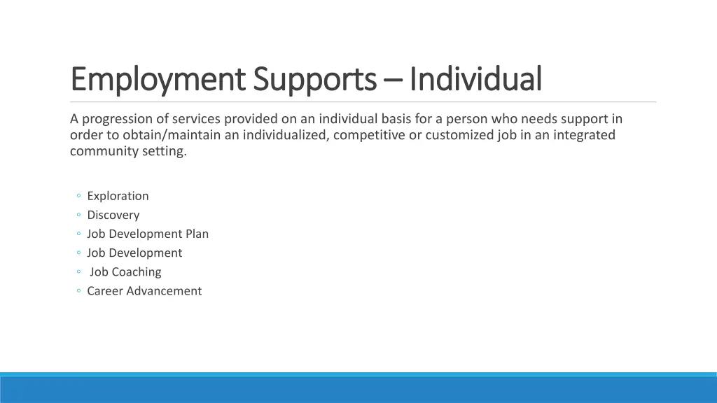 employment supports employment supports individual