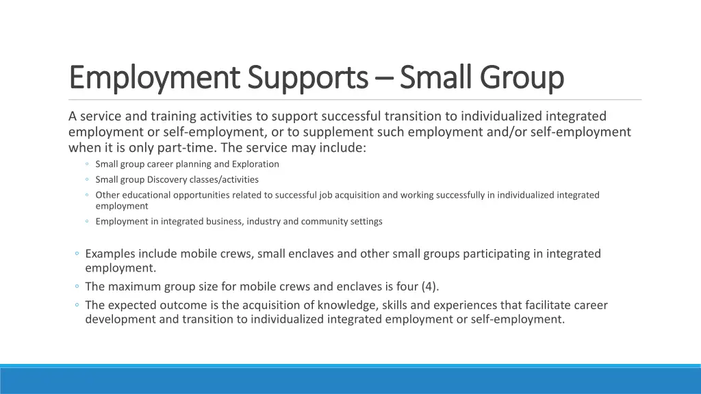 employment supports employment supports small