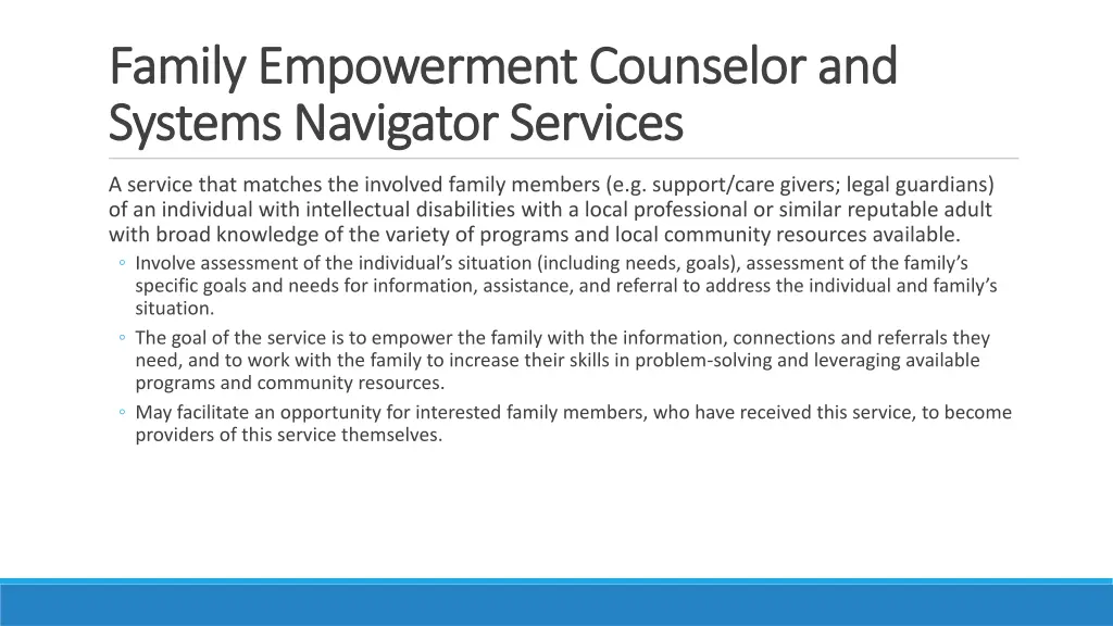 family empowerment counselor and family