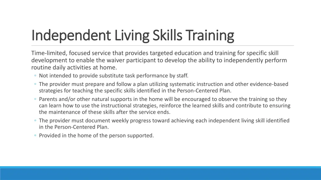 independent living skills training independent