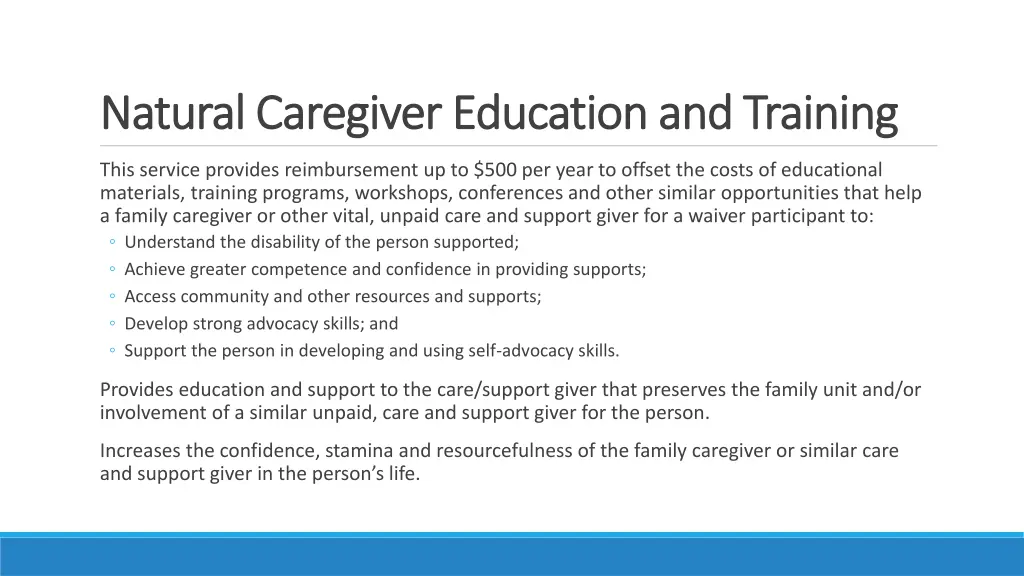 natural caregiver education and training natural