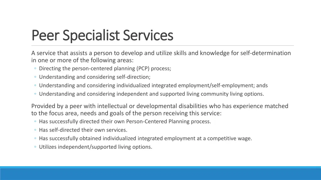 peer specialist services peer specialist services