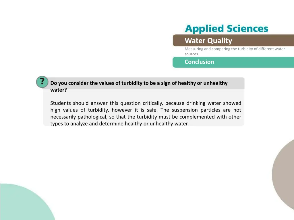 water quality measuring and comparing 14