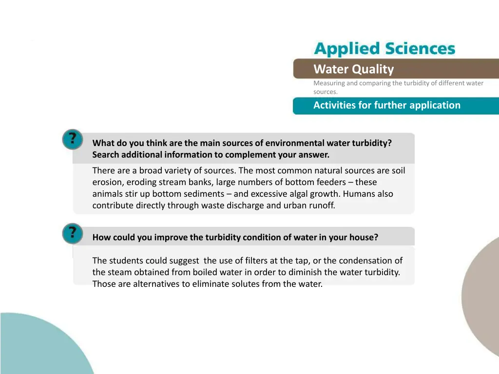 water quality measuring and comparing 15