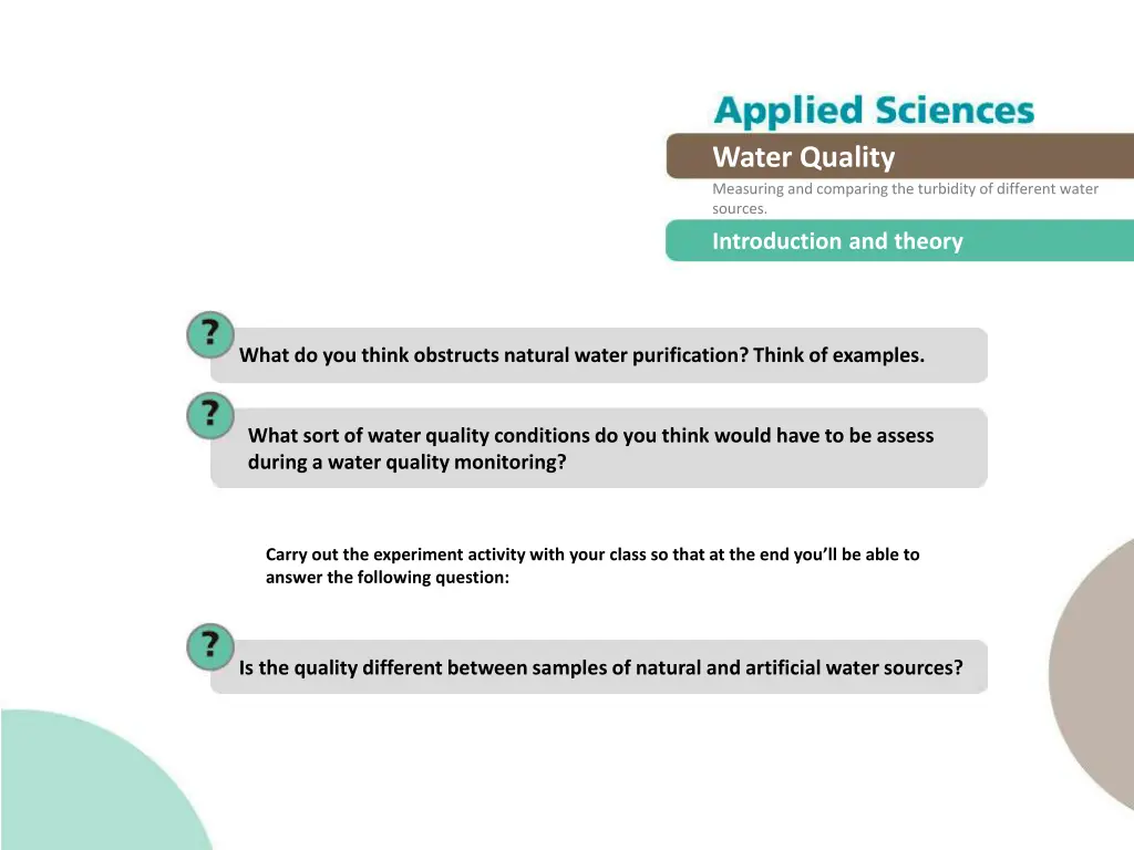 water quality measuring and comparing 2