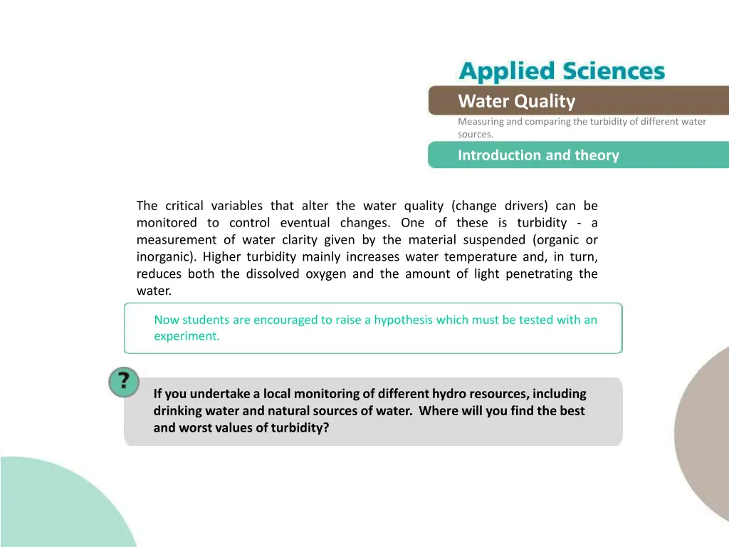 water quality measuring and comparing 4