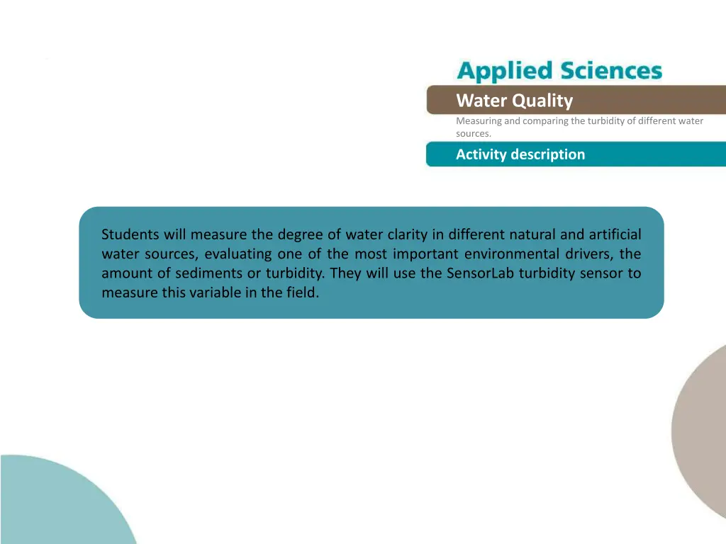 water quality measuring and comparing 5