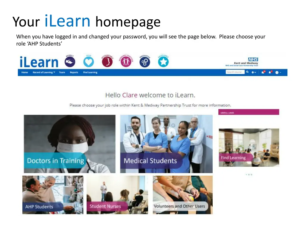 your ilearn homepage when you have logged