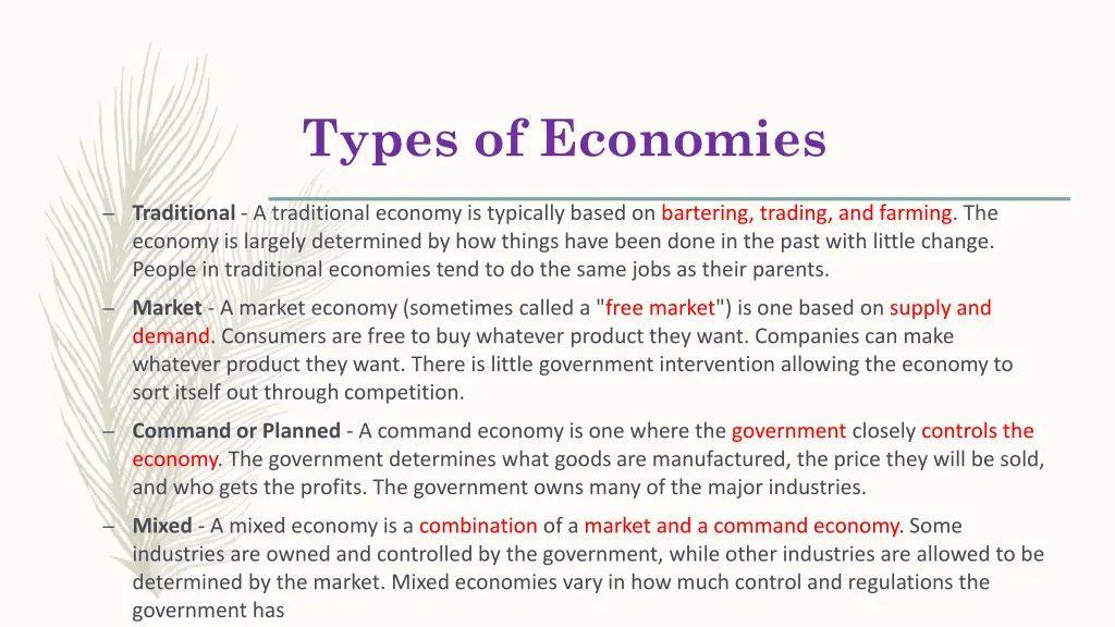 types of economies