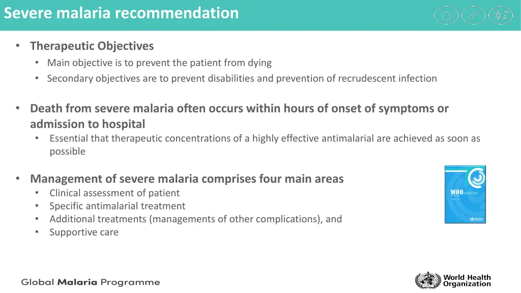 severe malaria recommendation