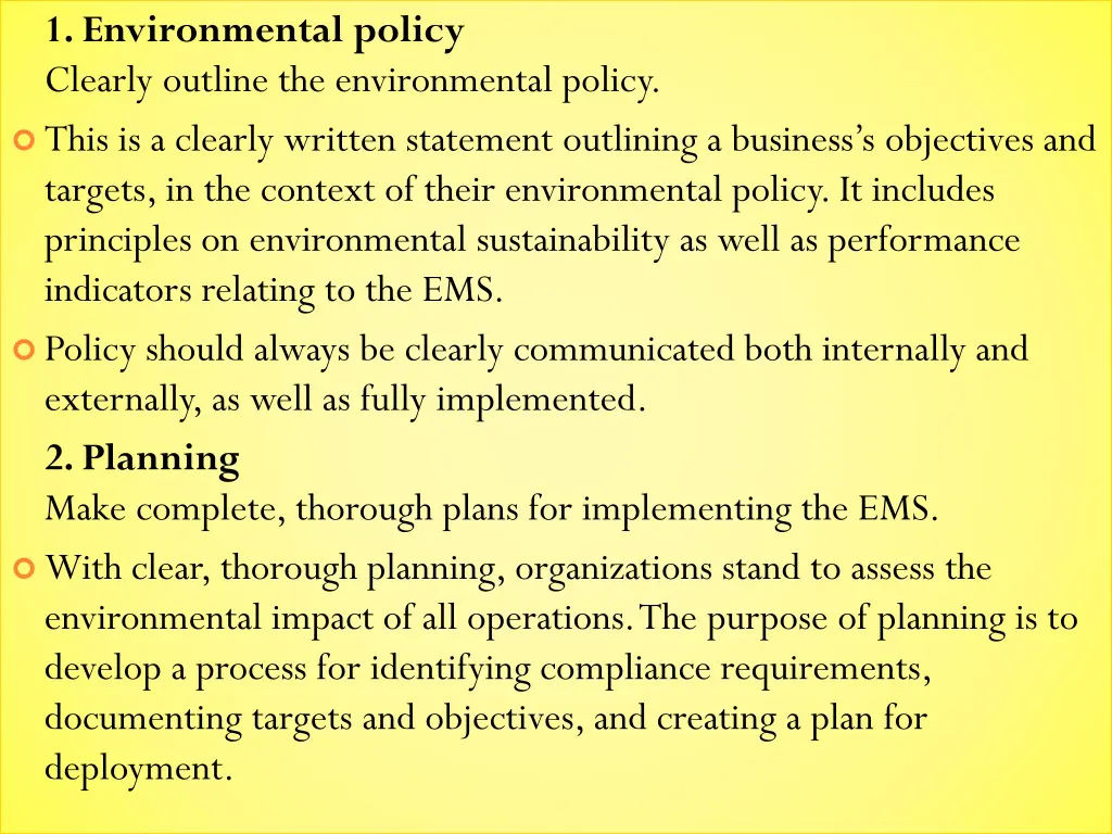 1 environmental policy clearly outline