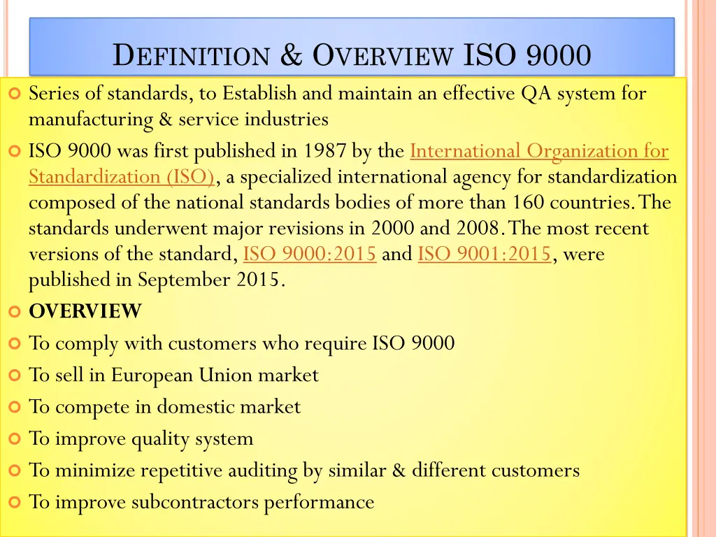 d efinition o verview iso 9000 series