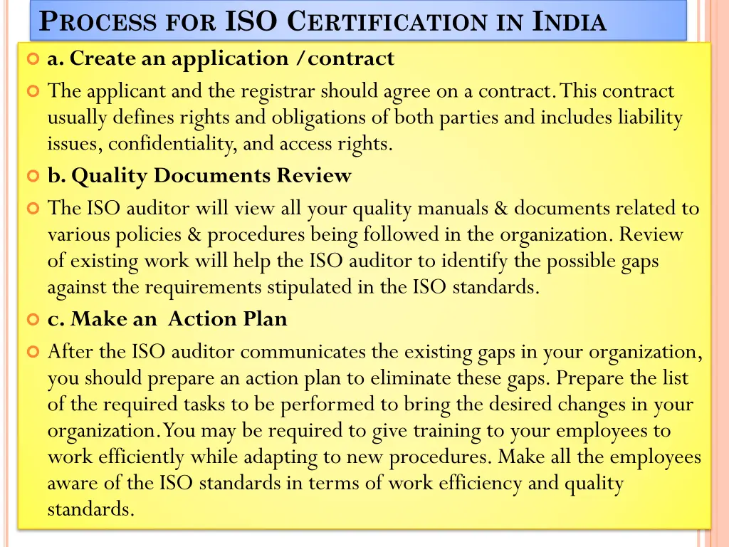 p rocess for iso c ertification in i ndia