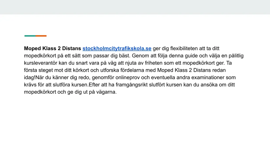 moped klass 2 distans stockholmcitytrafikskola