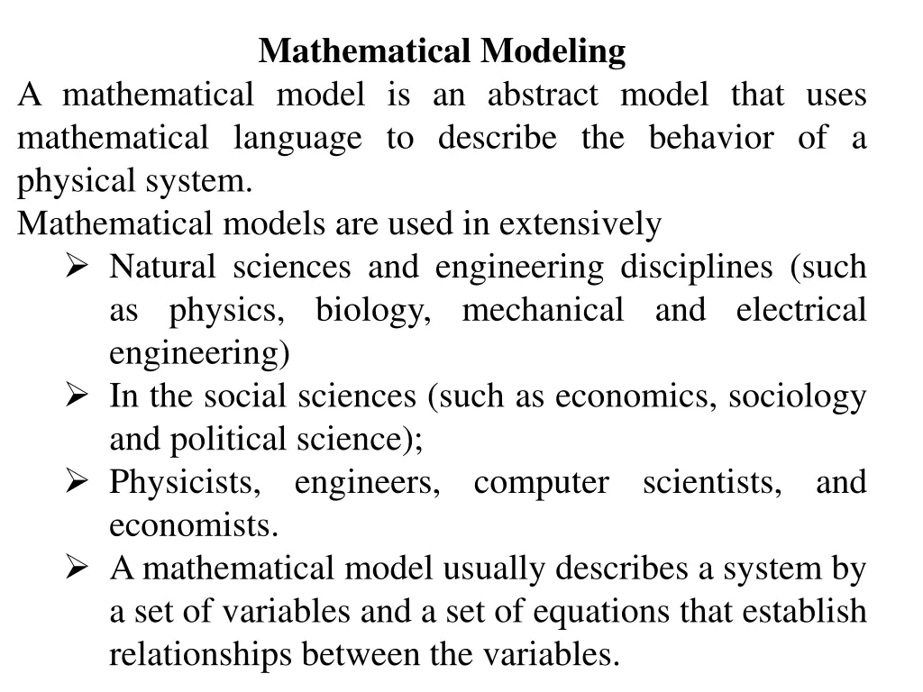 mathematical modeling