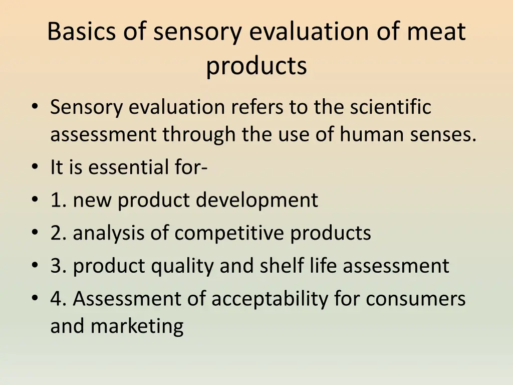 basics of sensory evaluation of meat products