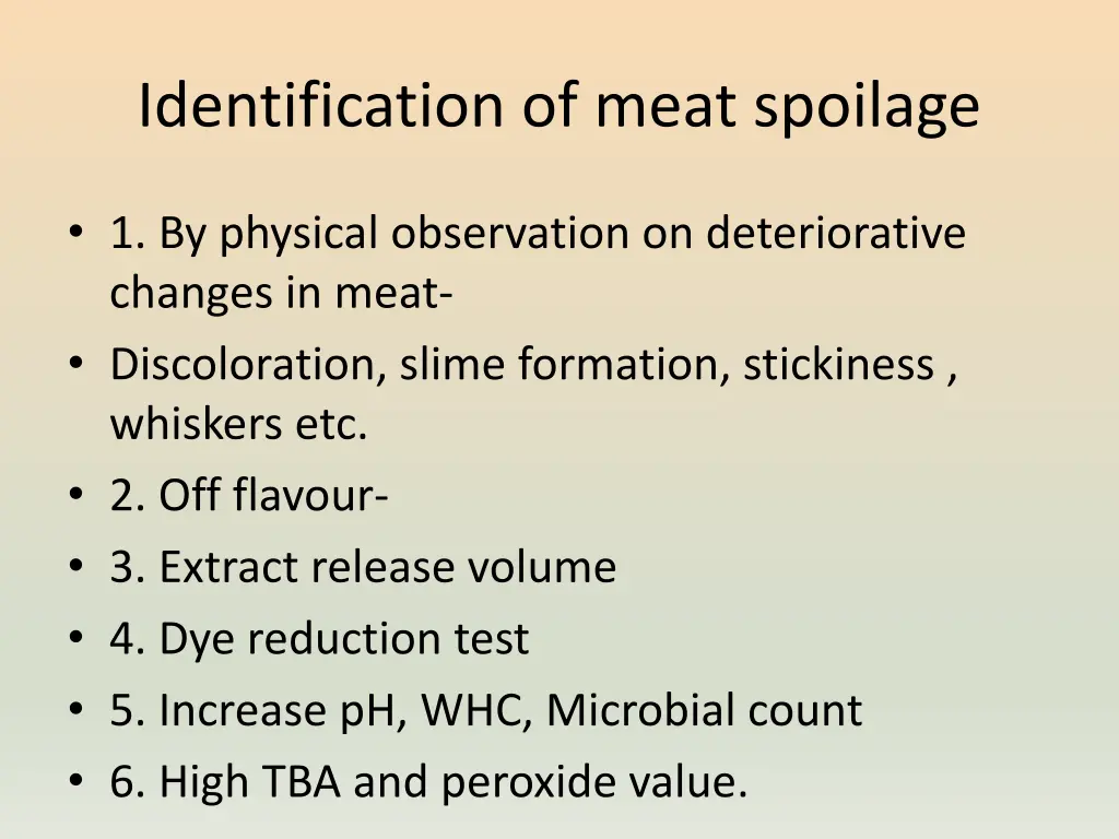 identification of meat spoilage