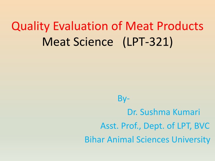 quality evaluation of meat products meat science