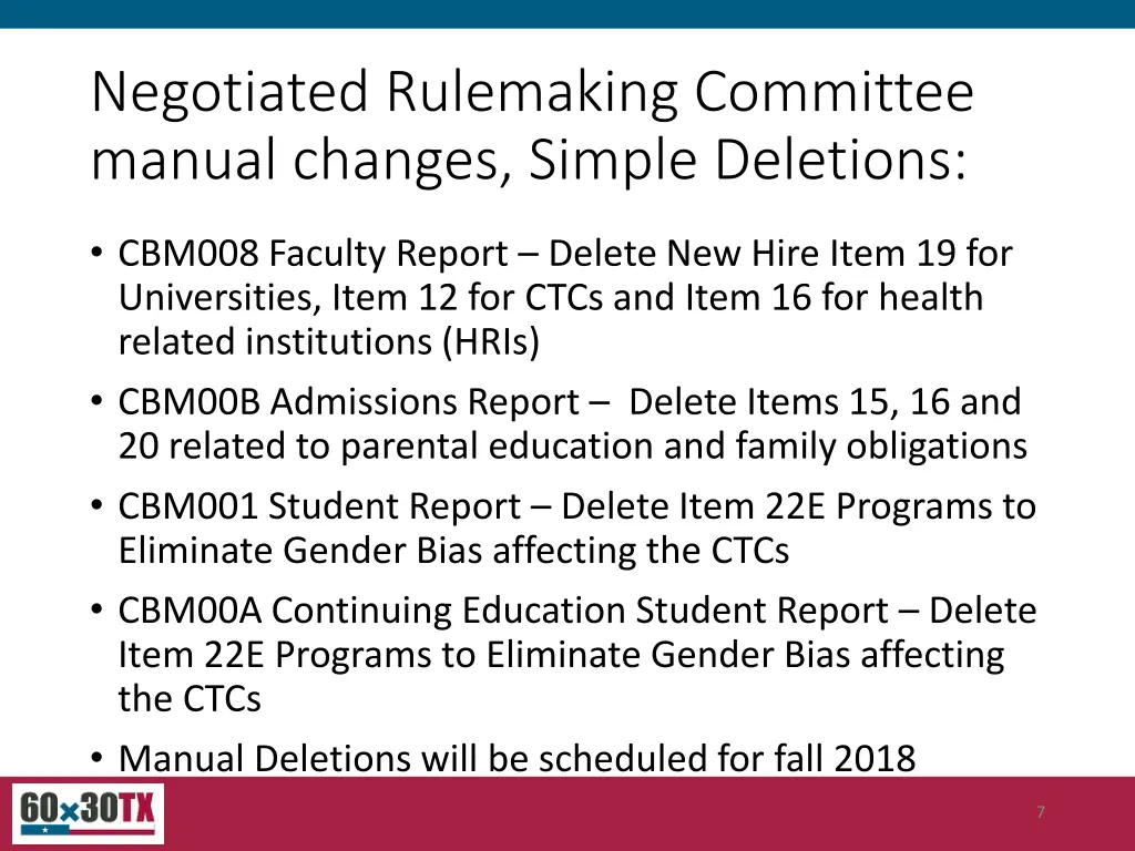 negotiated rulemaking committee manual changes