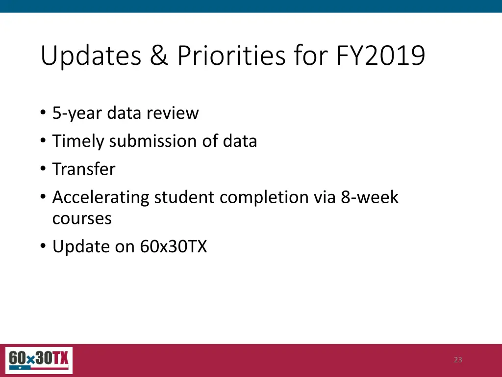 updates priorities for fy2019 1