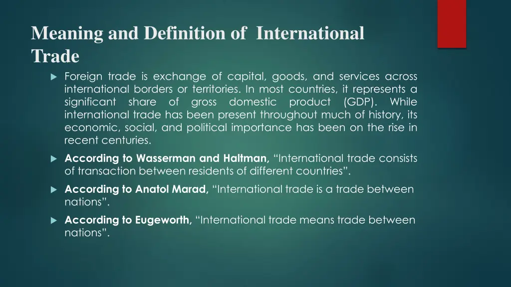 meaning and definition of international trade