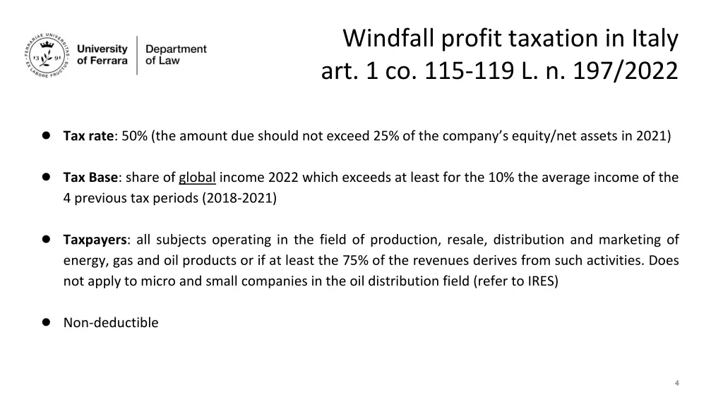 windfall profit taxation in italy 1