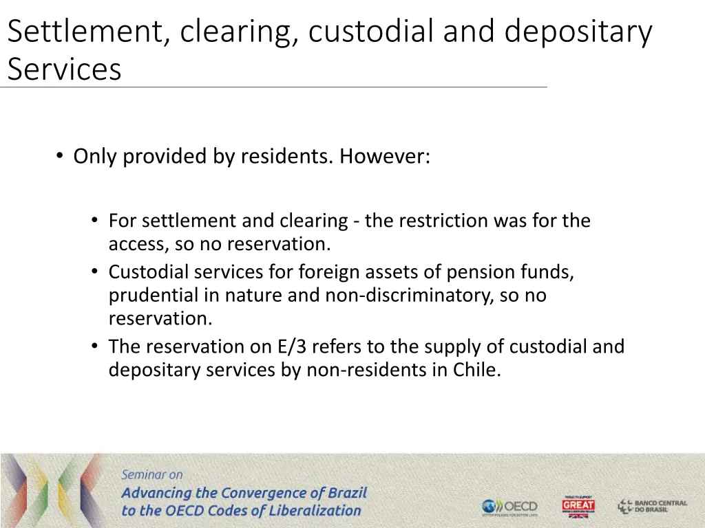 settlement clearing custodial and depositary