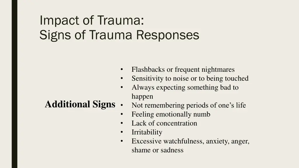 impact of trauma signs of trauma responses