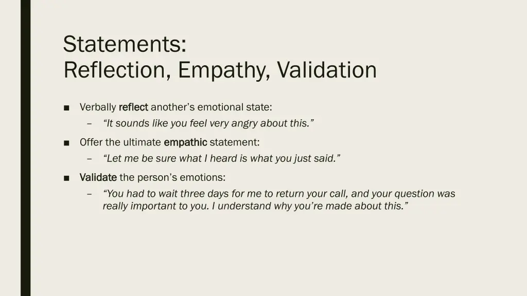 statements reflection empathy validation