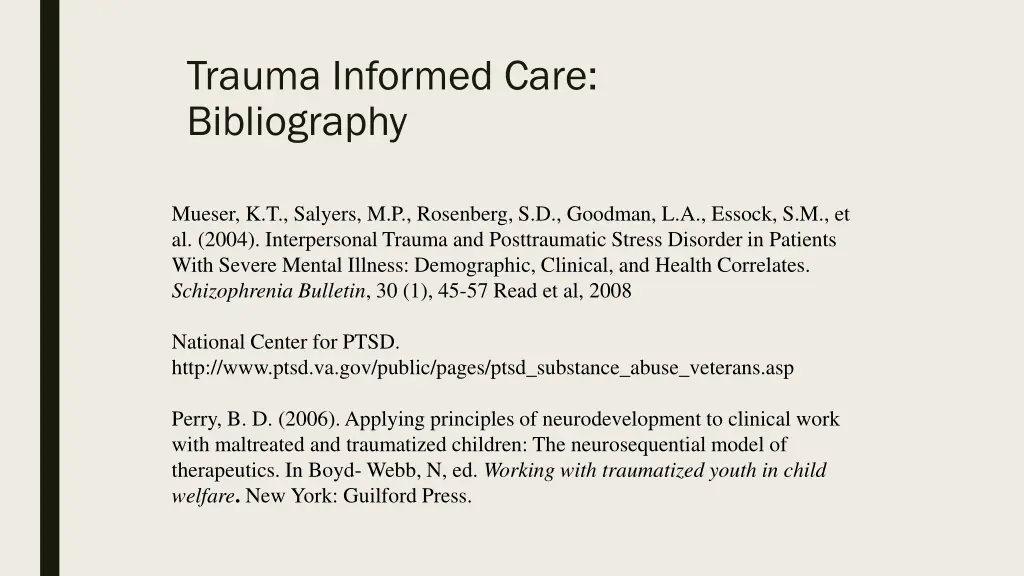 trauma informed care bibliography 2