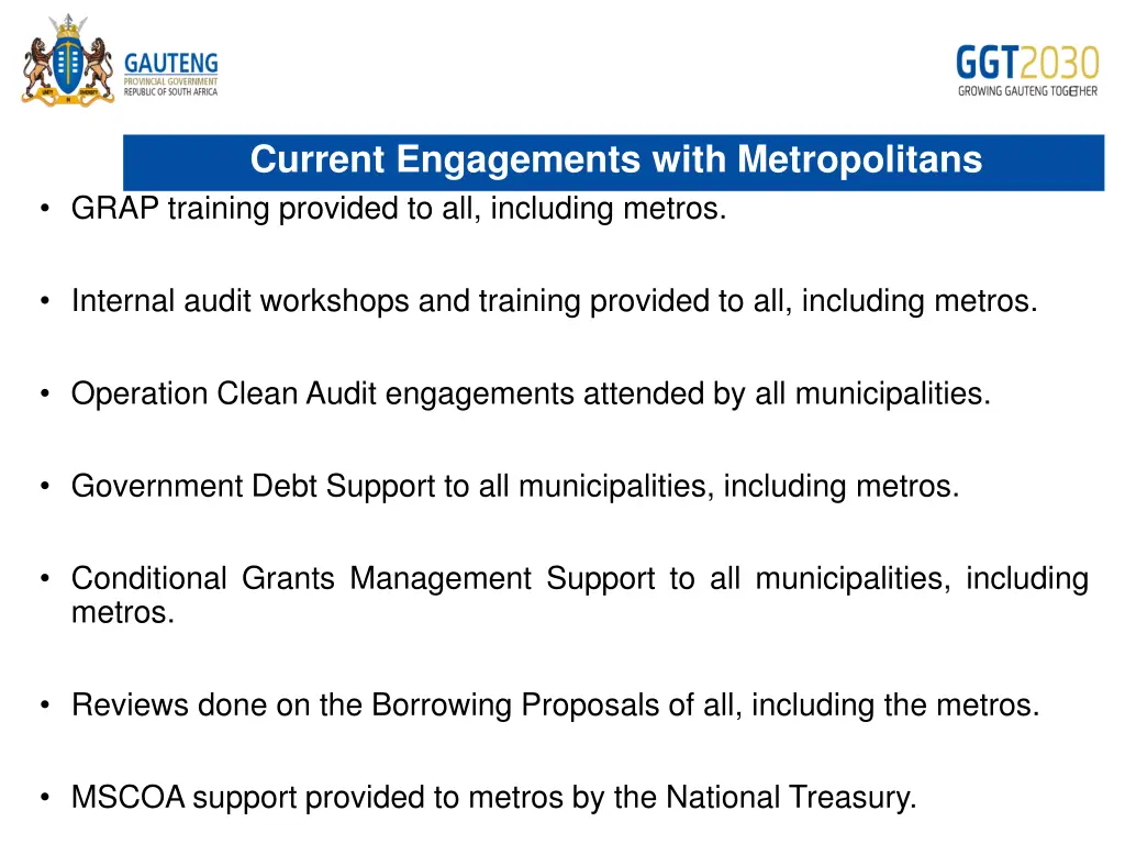 current engagements with metropolitans