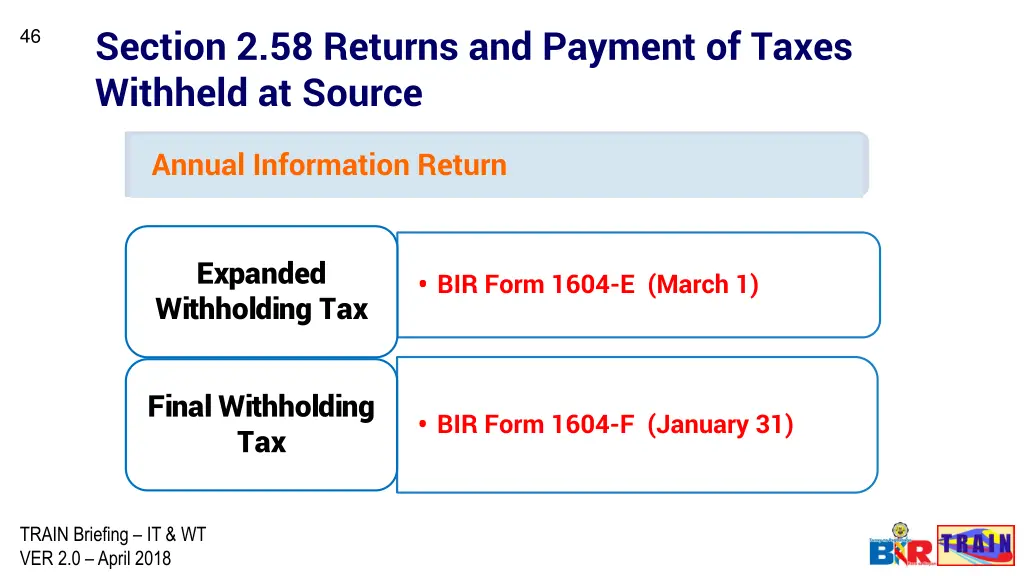 section 2 58 returns and payment of taxes 5