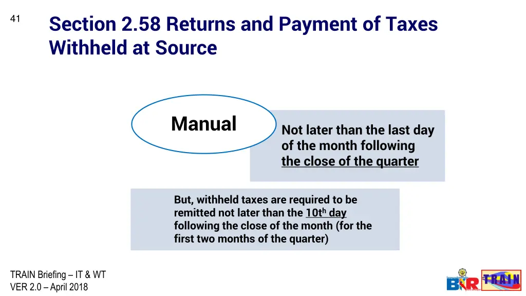 section 2 58 returns and payment of taxes