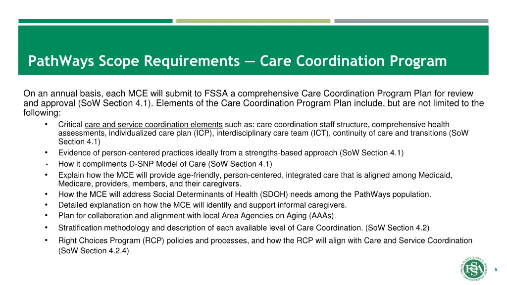 pathways scope requirements care coordination