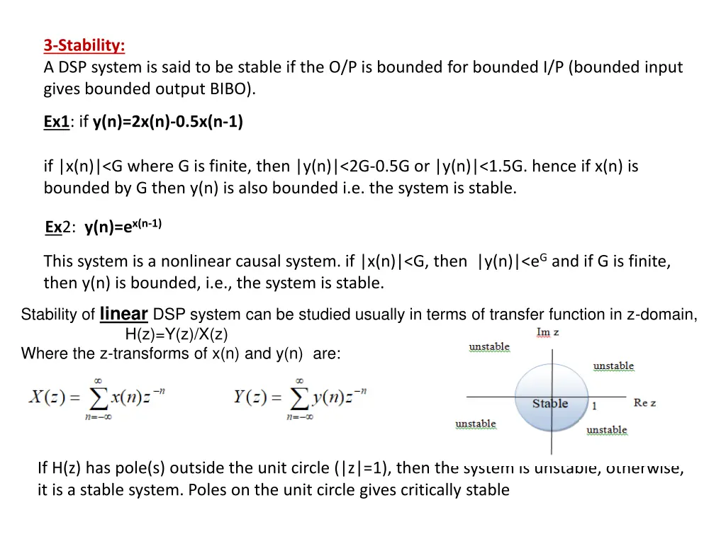 3 stability a dsp system is said to be stable