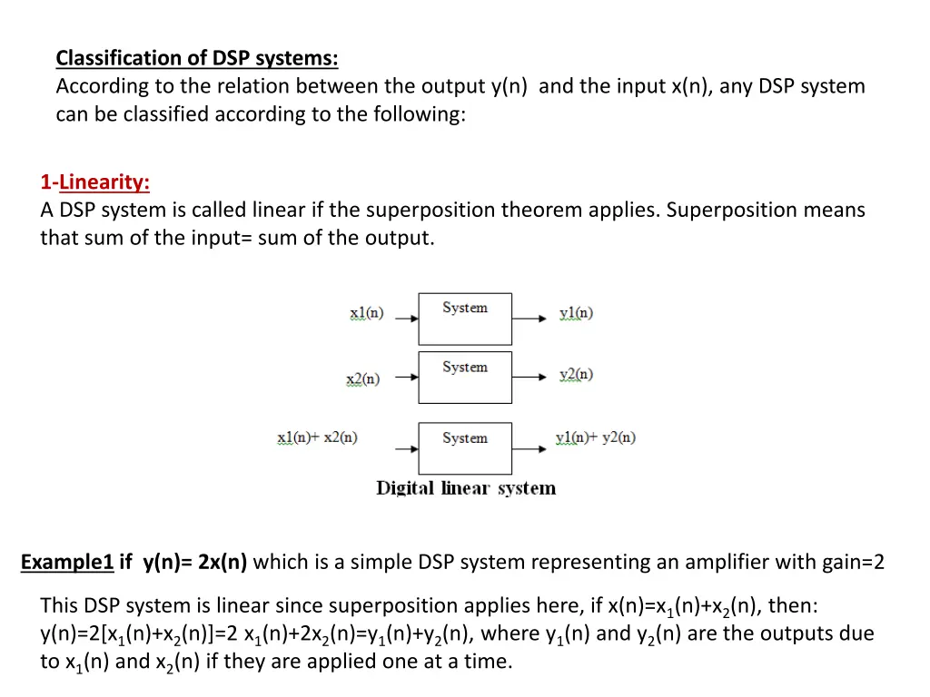 classification of dsp systems according