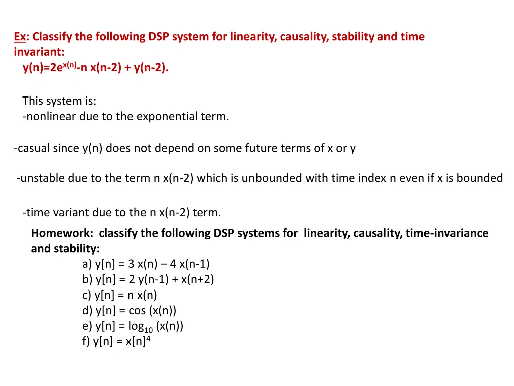 ex classify the following dsp system