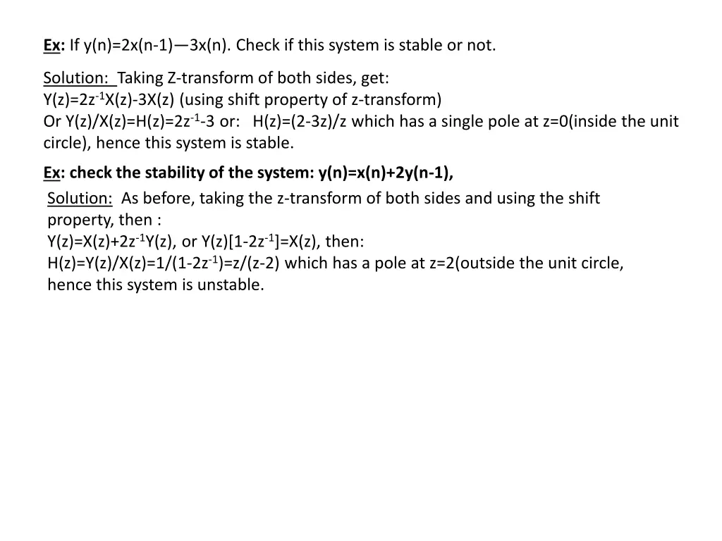 ex if y n 2x n 1 3x n check if this system