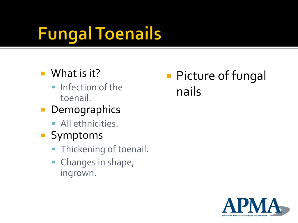 what is it infection of the toenail demographics