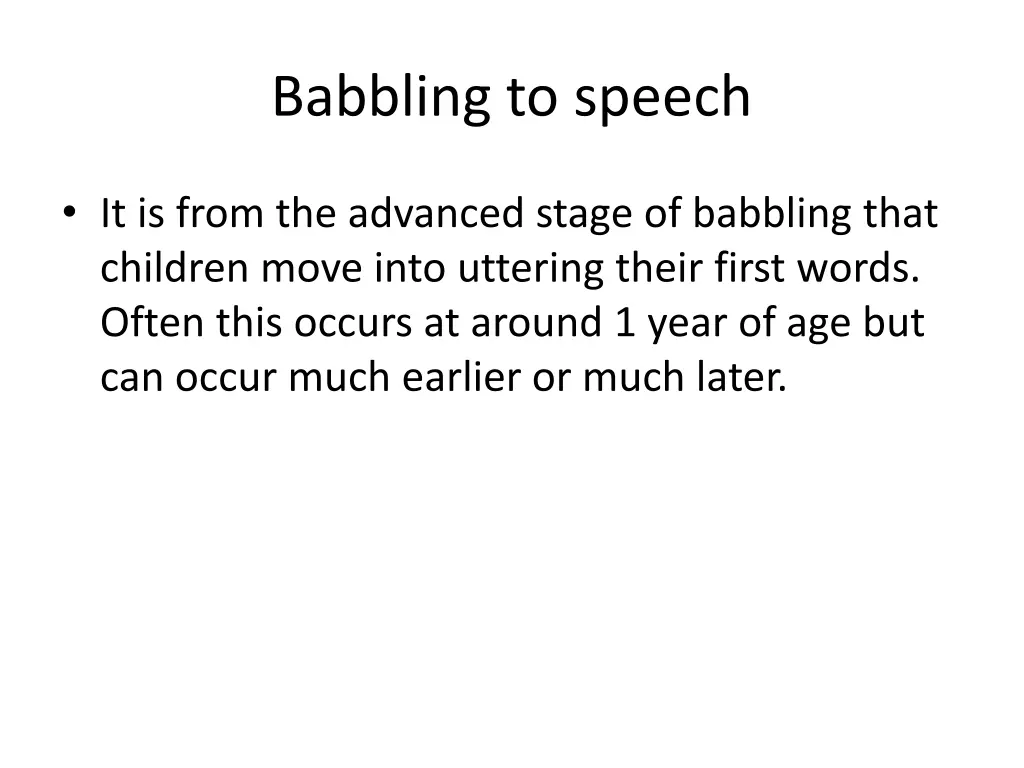 babbling to speech