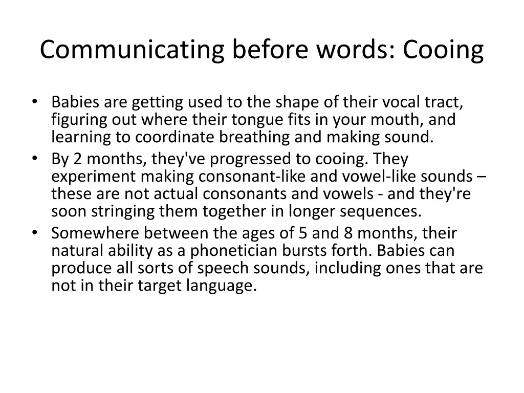 communicating before words cooing