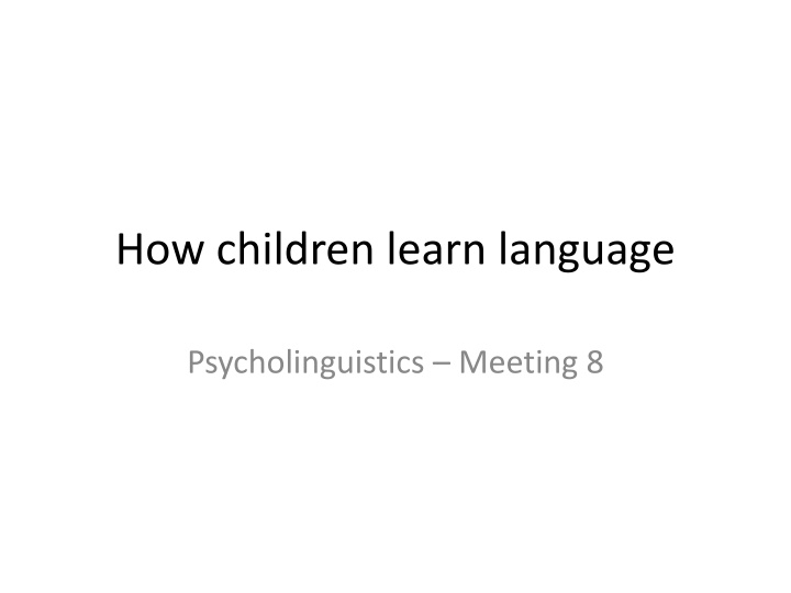 how children learn language