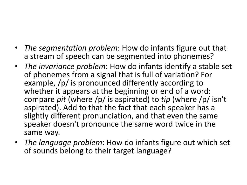 the segmentation problem how do infants figure