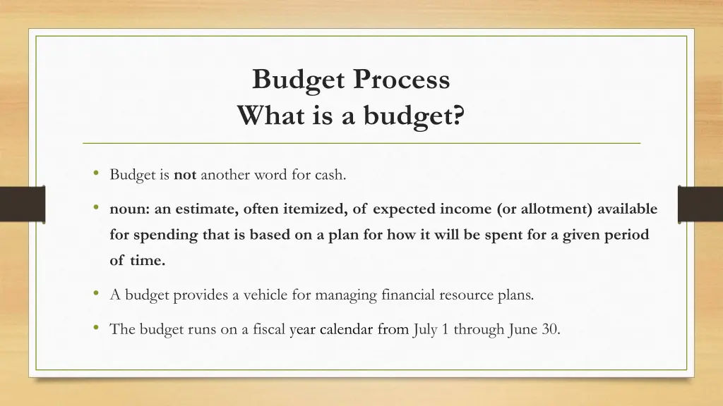 budget process what is a budget