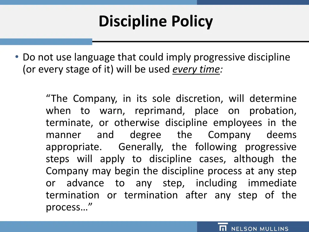 discipline policy