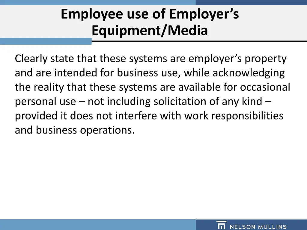 employee use of employer s equipment media